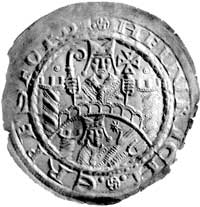Heinrich von Harburg 1142-1153, brakteat; Popiersie św. Marcina w mitrze trzymającego pastorał i k..