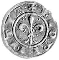 fiorino d’argento z okresu 1182-1252 lub 1 soldo, Aw: Lilia i napis w otoku FLORENTIA, Rw: Stojący..