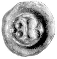 brakteat; Gotycka litera B, z lewej strony w polu trzy kulki, Waschinski 211, 0.17 g, bardzo rzadki