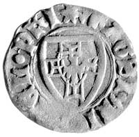 Michał Küchmeister von Sternberg 1414-1422, szeląg, Aw: Tarcza wielkiego mistrza, Rw: Tarcza krzyż..