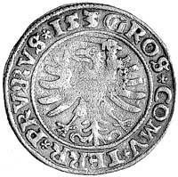 grosz 1530, Toruń, napis na awersie SIGGIS REX PO DO TOCI PRVS, napis na rewersie GROS COMV TERR P..