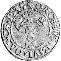 grosz 1535, Gdańsk, odmiana z trójlistkiem po obu stronach, Kurp. 459 R, Gum. 562