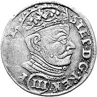 trojak 1581, Wilno, odmiana z III w owalnej obwódce pod popiersiem króla, Kurp. 291 R3, Gum. 753, ..