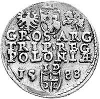 trojak 1588, Olkusz, odmiana z dużą głową króla, Wal. IX 2 R1, bardzo rzadki