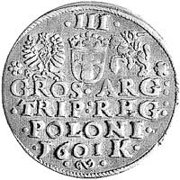 trojak 1601, Kraków, popiersie króla w lewo, Wal. XCI 5, Kurp. 1256 R4, patyna