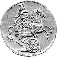 dukat wikariacki 1711, Drezno, Aw: Król na koniu, Rw: Dwa stoły z insygniami, Merseb. 1487, Fr. 28..