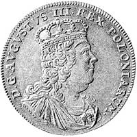 tymf 1753, Lipsk, Aw: Szczupłe popiersie króla w zbroi, na ramieniu kokarda, Rw: Okrągła tarcza he..