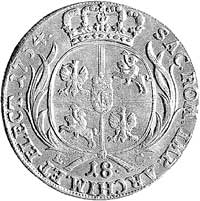 ort 1754, Lipsk, Aw: Duże popiersie króla z dużym podbródkiem w zbroi, z czterema pionowymi paskam..