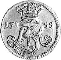 trojak 1755, Gdańsk, Kam. 936 R5, Merseb. 1802, moneta wybita w czystym srebrze, 1.65 g, minimalna..