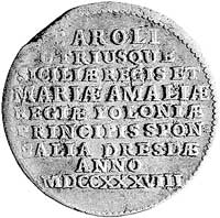 dwugrosz 1738, Drezno, Kam. 1510 R, Merseb. 1827, moneta wybita z okazji ślubu Karola Sycylijskieg..