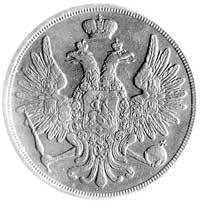 3 kopiejki 1857, Warszawa, Plage 471, bardzo rzadka moneta z ładną, starą patyną