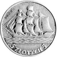 5 złotych 1936, Statek i wypukły napis PRÓBA, Pa