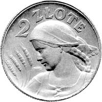 2 złote 1924, Głowa Kobiety i kłosy, Parchimowicz P-133 f, wybito 40 sztuk, mosiądz, 8.37 g, bardz..