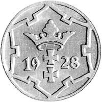 5 fenigów 1928, Gdańsk, rzadki rocznik, piękny e