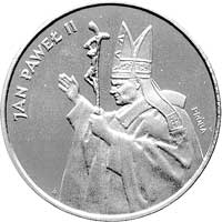 10.000 złotych 1987, Jan Paweł II, na rewersie wypukły napis PRÓBA, nikiel, wybito 500 sztuk