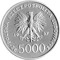 5.000 złotych 1987, Jan Paweł II, na rewersie wypukły napis PRÓBA, nikiel, wybito 500 sztuk