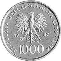 1.000 złotych 1987, Jan Paweł II, na rewersie wypukły napis PRÓBA, nikiel, wybito 500 sztuk