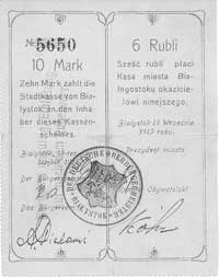 Białystok - 10 marek/6 rubli 15.09.1915, Jabł. 8
