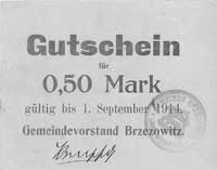 Brzezowice /Brzezowitz/ - 0,50 i 1 marka ważne do 1.09.1914, Keller 53.a, rzadkie, razem 2 sztuki