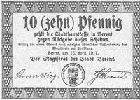 Kościerzyna /Berent/ - 10 i 50 fenigów 14.04.1917 emitowane przez Miasto, Schoenawa 1.2, rzadkie, ..