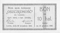 Lwów - 10, 20 i 50 halerzy 20.09.1919 wydane prz