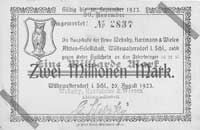 Walim /Wüstewaltersdorf/ - 1 i 5 miliardów marek 20.08.1923 wydane przez firmę Websky, Hartmann & ..