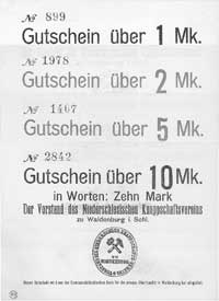 Wałbrzych /Waldenburg/ - 1, 2, 5 i 10 marek /1914/ wydane przez Niederschlesischen Knappschaftsver..