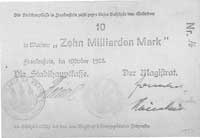 Ząbkowice Śląskie /Frankenstein/ - 10 i 20 miliardów marek 10.1923, Keller 1518.a, razem 2 sztuki