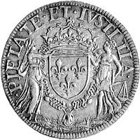 medal niedatowany XVII wiek (?), Aw: Dwie kobiety trzymające ukoronowany herb Francji i napis PIET..