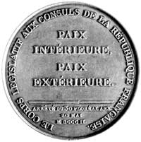 medal autorstwa Jeuffroy wybity z okazji ustanowienia pokoju wewnętrznego i zewnętrznego w 1802 r...