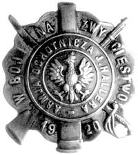 odznaka pamiątkowa Armii Ochotniczej J. Hallera 1920, mosiężna blacha tłoczona, 33.0 x 30.0 mm