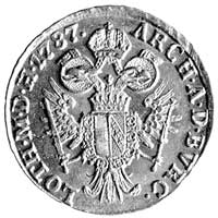 Józef II 1780-1790, dukat 1787, Nagybanya, Aw i Rw jak wyżej, Fr.303, Herinek 68, złoto 3.49, rzadki