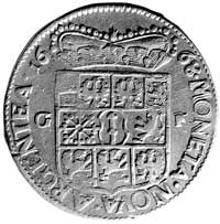 Fryderyk Wilhelm 1640-1688, półgulden 1668, Krosno, Aw: Popiersie, Rw: Tarcza herbowa, w polu lite..