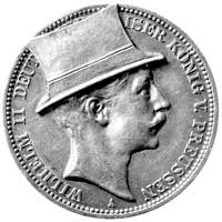 Wilhelm II 1888-1918, 3 marki 1911, Berlin, J.103, cesarz z dolutowanym kapeluszem, duża ciekawostka