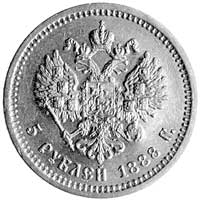 5 rubli 1888, Aw: Głowa, Rw: Orzeł dwugłowy, Fr.151, złoto 6.45 g