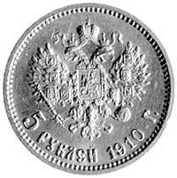 5 rubli 1910, Aw: Głowa, Rw: Orzeł dwugłowy, Fr.162, złoto 4.30 g, rzadkie