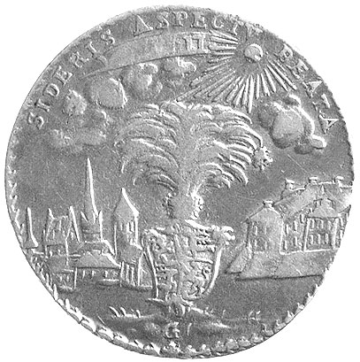 odbitka w srebrze dwudukatówki wybitej w 1764 roku z okazji odwiedzin Kurlandii przez carycę Katarzynę II, Neumann 324 a, patyna