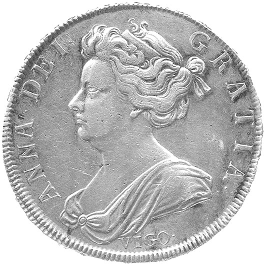 Anna 1702- 1714, pół korony 1703, Aw: Popiersie. Rw: Herby, Seaby 3580