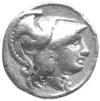 Królestwo Macedonii, stater, Aw: Głowa Ateny w hełmie korynckim w prawo, Rw: Nike idąca w lewo, po..