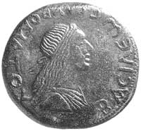 Królestwo Bosporu, Sauromates I 93/94- 123/124, sesterc, Aw: Popiersie króla z długimi włosami w p..