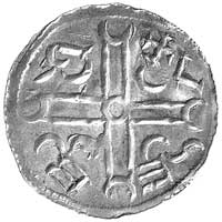 Brzetysław I 1028- 1034 i 1037- 1055, denar, Aw: Ręka Sprawiedliwości i napis BSDVDVAV, Rw: Krzyż ..