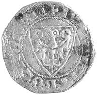 Bernard, Henryk i Bolko II 1302- 1368, kwartnik, mennica Lwówek, Aw: Hełm rycerski z sześcioma pió..