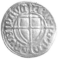 Paweł von Russdorf 1422- 1441, szeląg, Aw: Tarcza Wielkiego Mistrza i napis MAGST PA-VLVS PRIM, Rw..