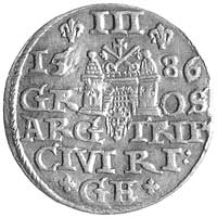 trojak 1586, Ryga, odmiana z dużą głową króla, K