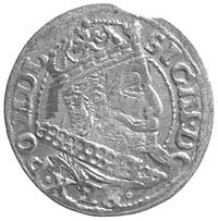 grosz 1607, Kraków, odmiana z dużym popiersiem króla i herbem Lewart bez tarczy, górna część cyfry..