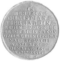 talar 1727, Drezno, Schnee 1021, Dav. 2661, rzadka moneta wybita z okazji śmierci królowej Krystyn..