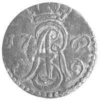 szeląg 1762, Toruń, odmiana- herb Torunia pomiędzy rozetkami, Kam. 1017 R1, Merseb. -, rzadki