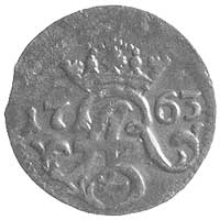 szeląg 1763, Elbląg, odmiana z dużym monogramem królewskim i literami IC - S, Kam. 1063 R2, Merseb..
