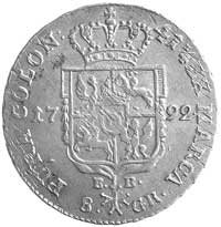 dwuzłotówka 1792, Warszawa, odmiana z literami E-B, Plage 344, justowana