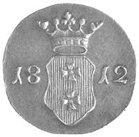 odbitka w srebrze szeląga 1812, Gdańsk, Plage 47, bardzo ładna i rzadka moneta